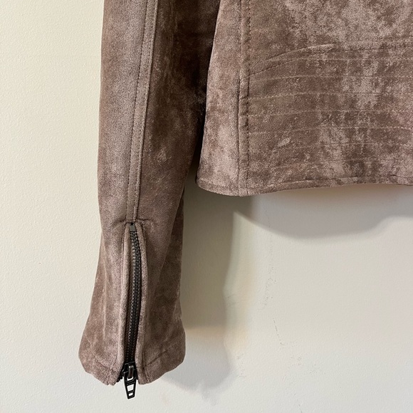 Blank NYC Suede Brown Moto Full Zip Collared Jacket Size XS - Picture 8 of 10